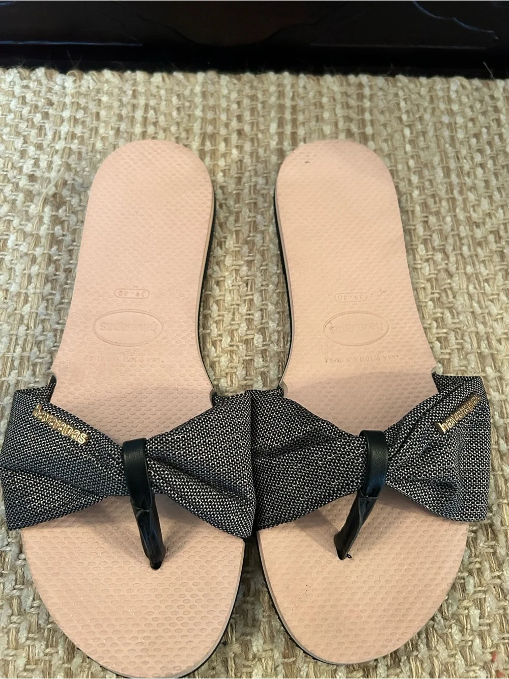 Havaianas Women's Pink Sole You St. Tropez Shine Flip Flop Sandal Shoes Sz 9-10
